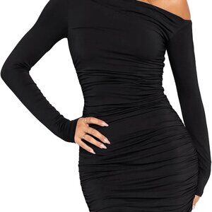 Women's Off Shoulder Mini Dress Polyester Spandex Short Party Casual
